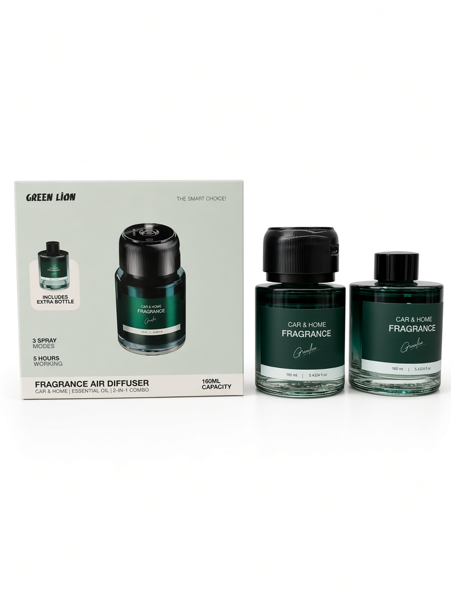 Green Lion Fragrance Diffuser 160ml – Car & Home Essential Oil Set